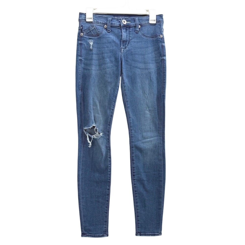 Rock & Republic Kashmiere Skinny Jeans Women 2 Medium Blue Distressed